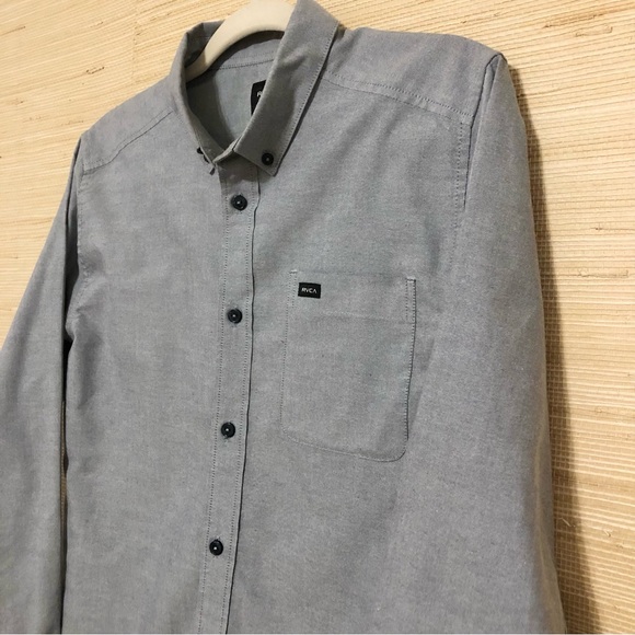 RVCA That’ll Do Long Sleeve Oxford Collared Sleeve Button Down Shirt Size Small - Picture 3 of 9
